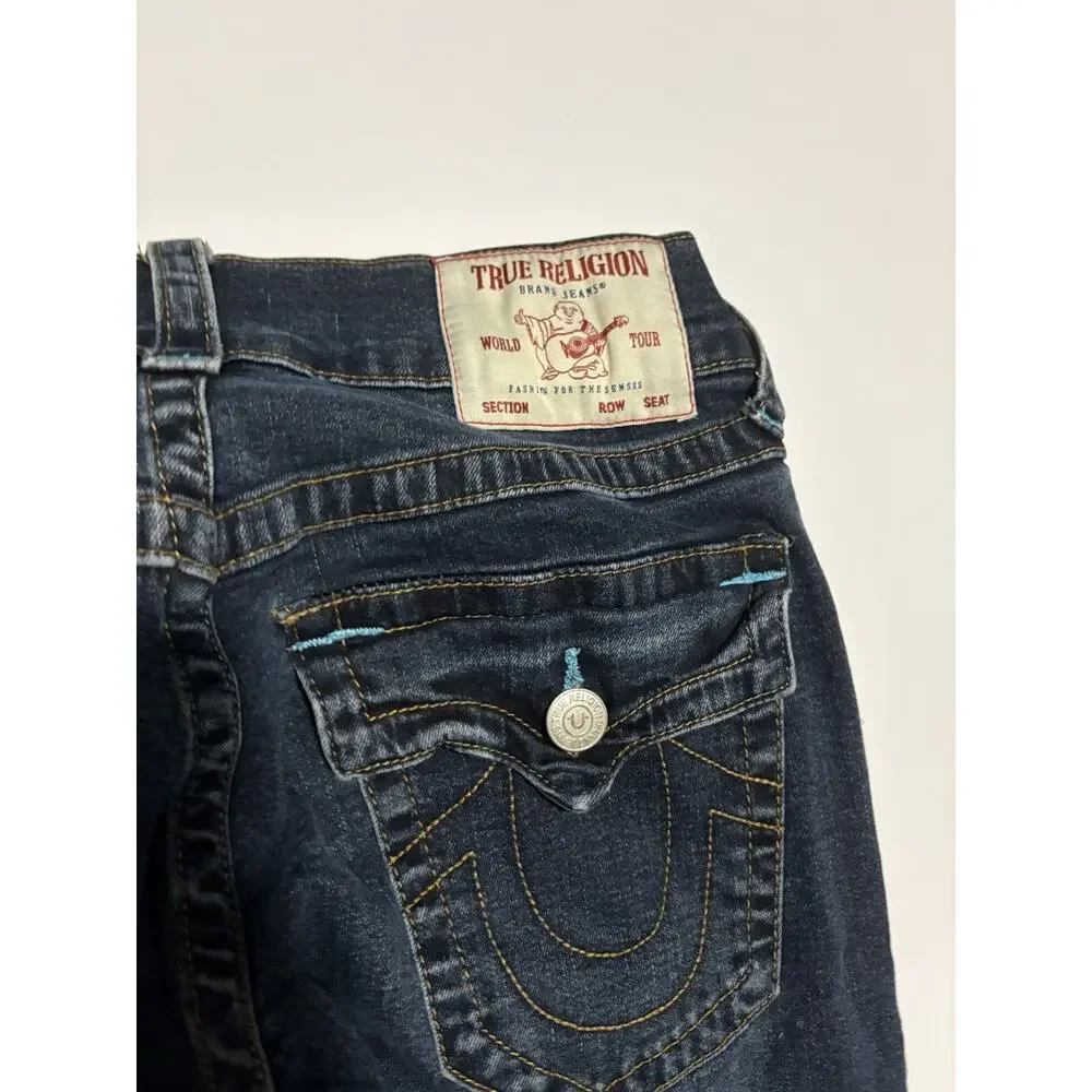 True Religion Ricky Relaxed Straight Jeans Men’s 28 Dark Wash Flap Pocket